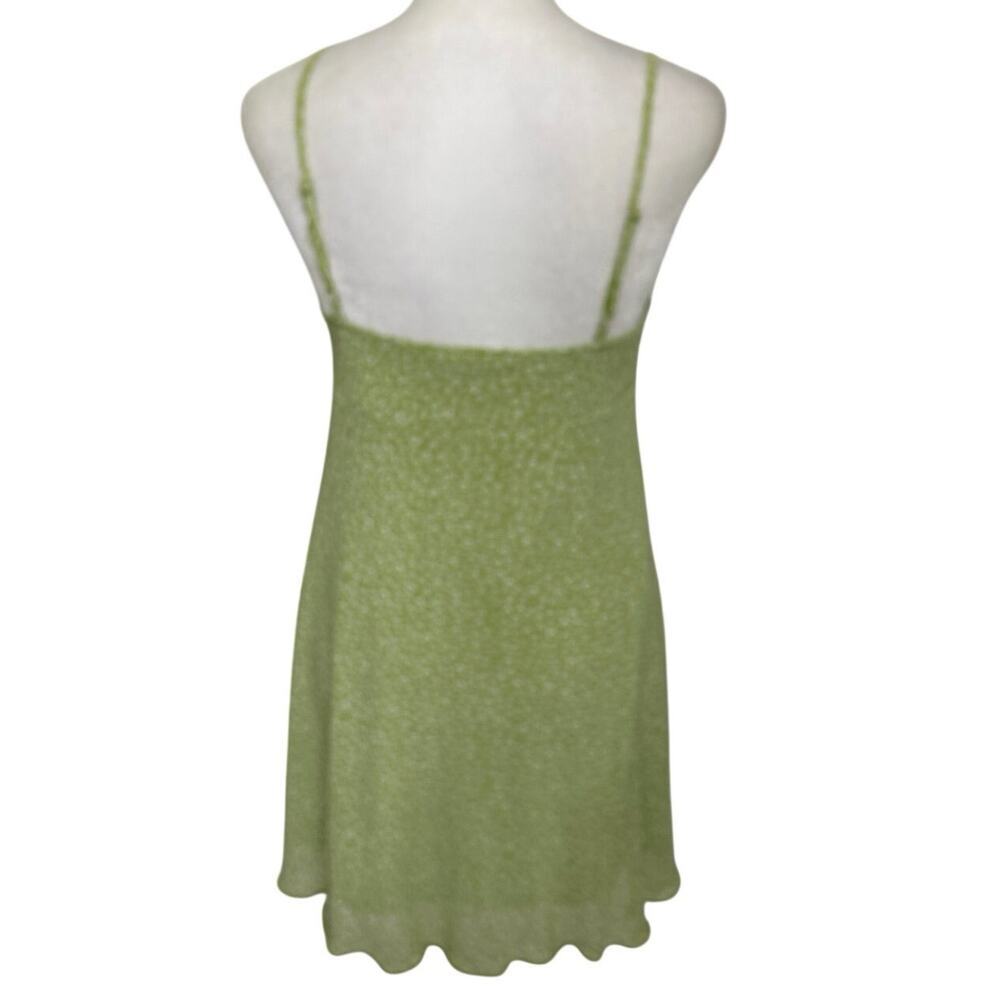 AE Y2K Babydoll Mesh Green Ditsy Floral Mini Dress Small Coquette Fairy Indie - Picture 3 of 13